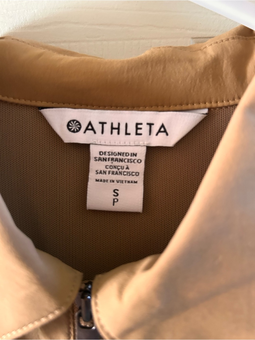 Athleta Camel Collared Zip-Front Drawstring Shirt Dress - Picture 3 of 6